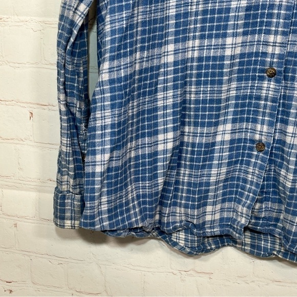 CE Schmidt Flannel Womens 1X Blue Button Up Plaid Flannel Shirt Fit For Her - Picture 7 of 11